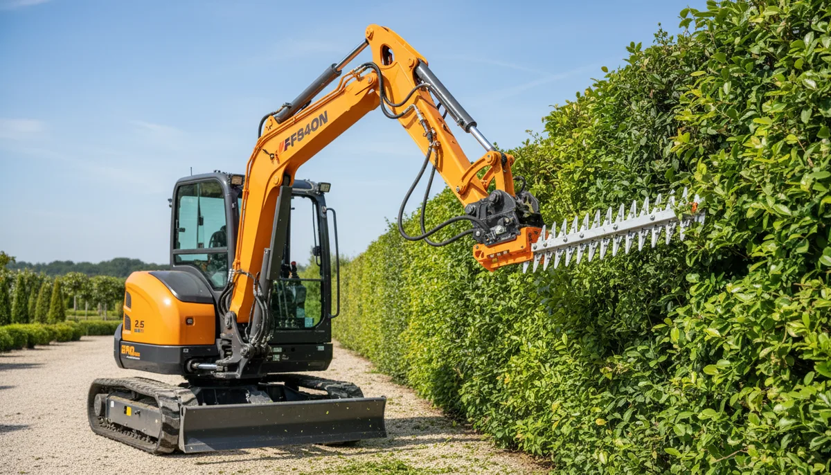 Taille-haie sur mini-pelle : guide d'achat, prix et modèles 2026